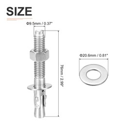 DTGN 3/8" x 3" Wedge Anchors - 5Pack - Good for Cement and Concrete Wall - 304 Stainless Steel Zinc Plated Screw Bolt Nut Expansion Tube Fasteners