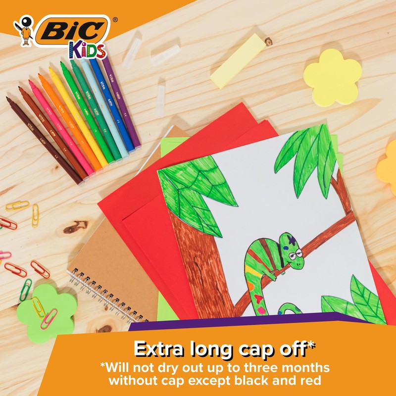 BIC Kids Visa Felt Pens - Assorted Colours, Wallet of
