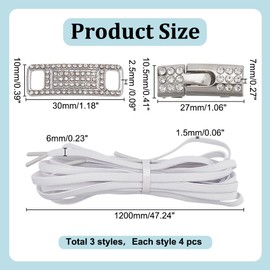 HOBBIESAY No Tie Shoe Laces Shoelaces Charms for Sneakers Elastic Tieless Shoelaces Shoe Lace Buckle Charms Bling Shoe Decoration for Women Casual Shoes Accessories