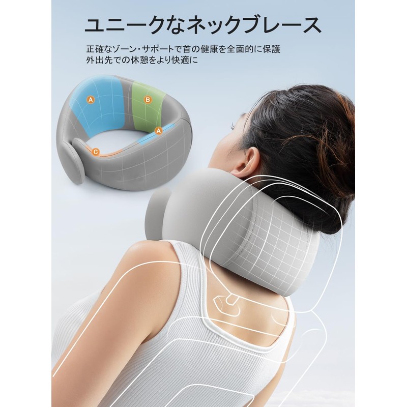 ネックピロー アップグレード コンパクト 快適さに合わせて選べる4つのサイズ 首元ボタン付き 非常に快適な質感 398g 枕 低反発 うたた寝ピロー