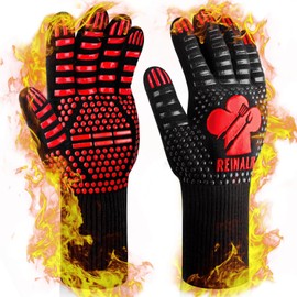Reinalin Barbecue Gloves, Heat Resistant up to 800°C, Oven Gloves, Oven Gloves, Fireproof Gloves, BBQ Gloves, Cooking Gloves, Oven Gloves (L/XL/XXL, Red)