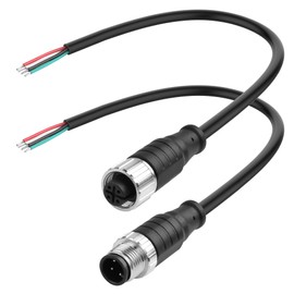 YACSEJAO M12 Connector Aviation Sensor Cable 25CM/0.8FT M12 1 Male+1 Female Wiring Cable IP67 Outdoor Waterproof Industrial Circular Connector (4 Pin)