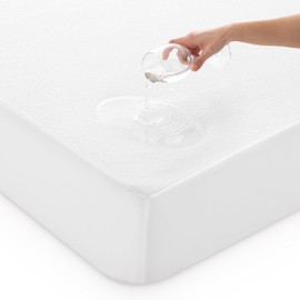 Todocama 3003 Adjustable Terry Towelling Waterproof and Breathable Mattress Protector (All Sizes Available) (Bed 90 x 190/200 cm) White