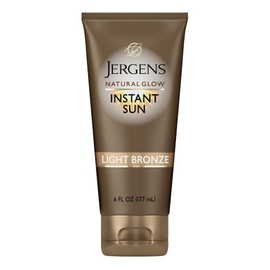 Jergens Natural Glow Instant Sun Tanning Moisturizer + Bronzer, Lightweight Sunless Tanning for Natural-Looking Color, Light Bronze, 6 Oz