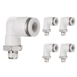 QUARKZMAN Push to Connect Fittings Male Elbow 3/8 Inch Tube OD x 1/8 Inch NPT Thread Plastic Quick Connect Air Hose Pneumatic Fitting Kit Push Lock Connector PL3/8-N01, White