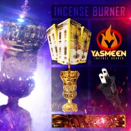 YASMEEN Gold Electric Incense Bakhor Bakhoor Burner Tall Shape
