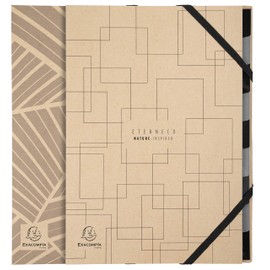 Exacompta Eterneco 56747E Folder with Hard Cover for DIN A4 9 Compartments with Writable Tabs and 2 Elastic Bands Stretchy Spine Index Folder 1 Piece Random Motif