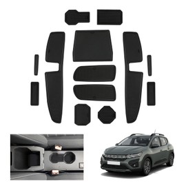 GAFAT Dacia Sandero 3 / Sandero Stepway III 2021-2023 2024 Non-Slip Mats, Sandero 2023 Rubber Mats, Centre Console Mats, Door Seam Mats, Dacia Sandero 3 Accessories (Black)