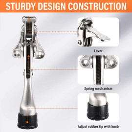 Moxweyeni 6 Pieces Heavy Duty Door Stopper 6 Inch Kickdown Door Stops for Bottom Adjustable Metal Spring Kick Down Stand Floor Doorstop Easy Pedal with Rubber Tips Wall Protector(Silver)