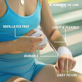 Cannon Sports Pre-Wrap 2-Pack 30 Yards Each Roll Athletic Tape Foam Underwraps for Ankles Wrists Hands Knees Elbows Hair (White)