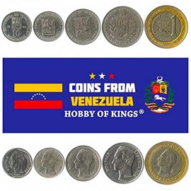Hobby of Kings Different Coins - Old, Collectible Venezuelan Foreign Currency for Collecting Book - Unique, Commemorative World Money Sets - Gifts for Collectors - Collection of 5