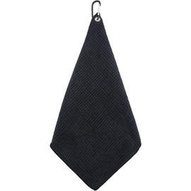Premium Golf Towel with Carabiner Clip Absorbent Microfiber Waffle Pattern Golf Towel for Cleaning Golf Ball Club Putter Iron for Golf Bag Trolly Belt Loop (Black)