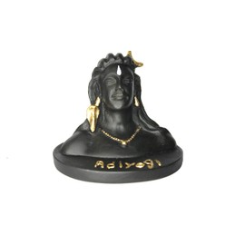 GRI9 Polyrasin India First Yogi Lord Adiyogi Shiva (Mahadev) Matte Black Sculptures Statue Idol Car Dashboard | Home Décor | Office Table (Medium)
