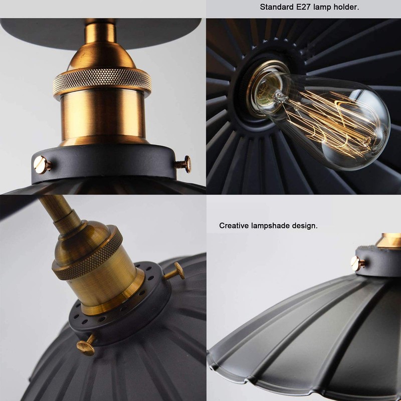 HTRUIYATY Ceiling Light Vintage Lamp Industrial Design E27 Umbrella Ceiling