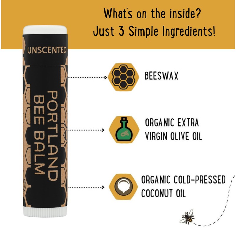 Portland Bee Balm All Natural Handmade Beeswax Based Lip Balm,