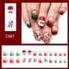 Christmas Short Fake Nails Square Press on Nails with Santa