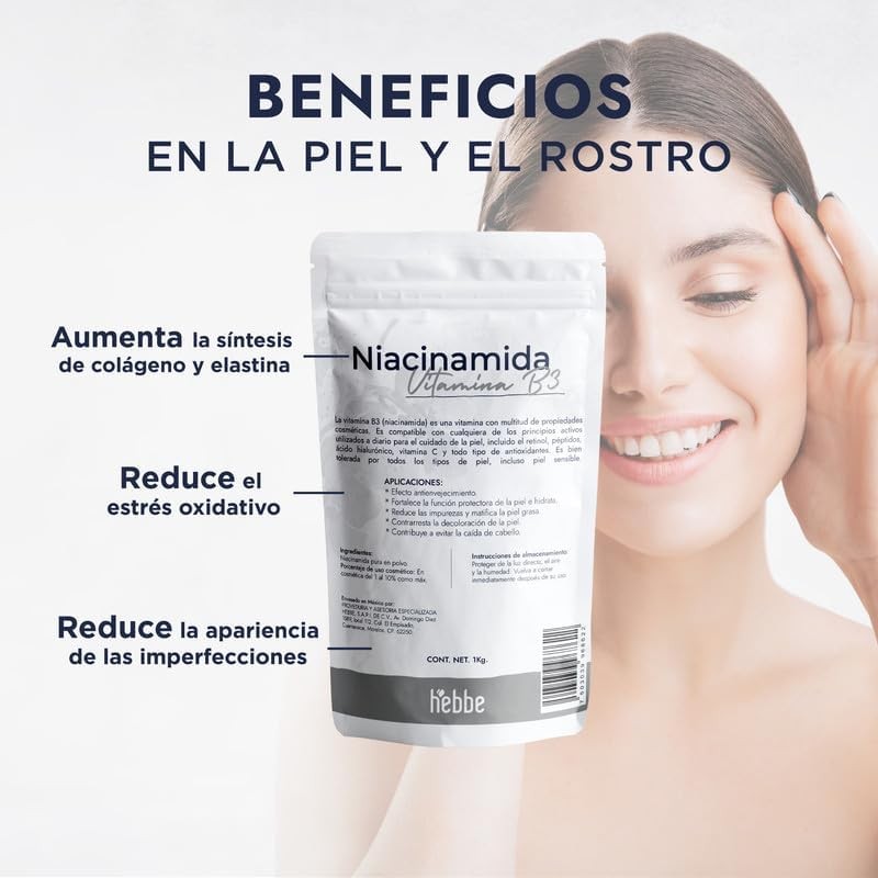 Hebbe - Niacinamida Pura para Rejuvenecimiento y Cuidado de la