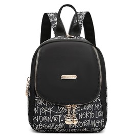 DIRRONA Women's Backpack Small Fashion Cute Shoulder Bag Soft Nylon Backpack for Women Casual Chest Bag for Women Travel Camping Outdoor Work Backpack with Printed Design, Black H, Unique, fashionable