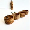 Set of 4 Olive Wood Serving Bowls, Handmade Wooden Bowls