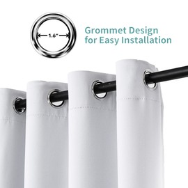 Pickluc Grommet Blackout Curtains 63 Inches Long 2 Panels, Light Blocking Window Drapes for Living Room, Thermal Insulated, Noise Reduction, Greyish White, 42" Wide x 63" Length