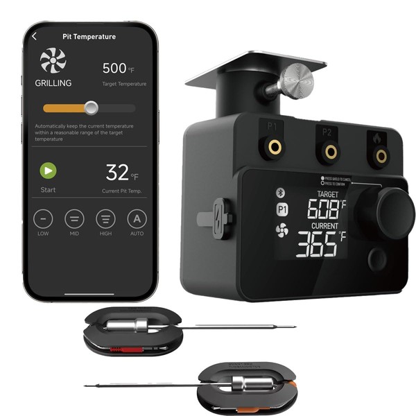 Aethiculin Wireless Rechargeable Grill Thermometer BBQ Intelligent Smoker Fan Temperature