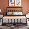 Topeakmart Queen Size Victorian Style Metal Bed Frame with Headboard/Mattress