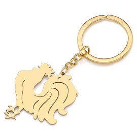 DALANE Stainless Steel Novelty Chicken Keyring Hen Rooster Car Key Ring Jewellery Gifts for Women Girls Decor, 18k Gold-Plated Tap A