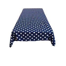 Backdrop King Inc, Square Polka Dot Poly Cotton Tablecloth. (White Dot on Navy Blue, 36" X 36" Square)