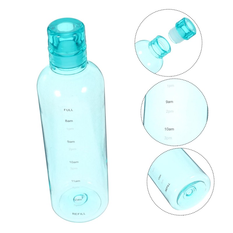 KOMBIUDA Portable Transparent Water Bottle with Scale Capacity Sealed Drinking