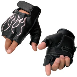 Milwaukee Leather mens Black/Pink SH198 Women Black Pink Fingerless Leather Gloves, Black/Pink, X-Small US