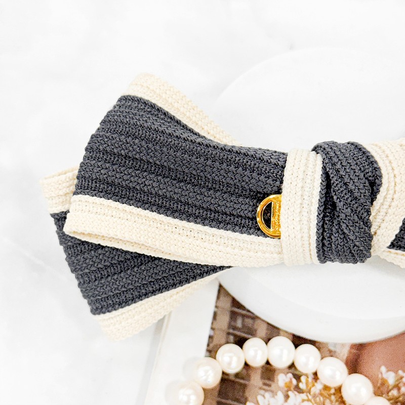 Burnaby deep gray knit ribbon hairpin pin option / 버나비