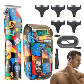 Portable Electric Hair Clipper Set, 1 Set Multifunctional Cordless Hair Clipper & Shaver Set, Professional Hair Trimmer for Men, Hair Clipper Set for Men, Great for Trimming and Shaving