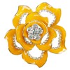 Navachi 18k Gold Plated White Crystal Yellow Enamel Rose Flower