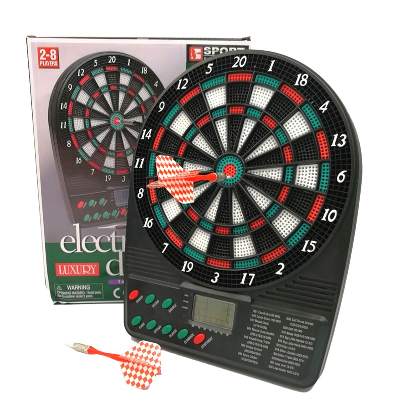 Electronic Darts Board Set Multiplayer LCD Scoring Display with 6