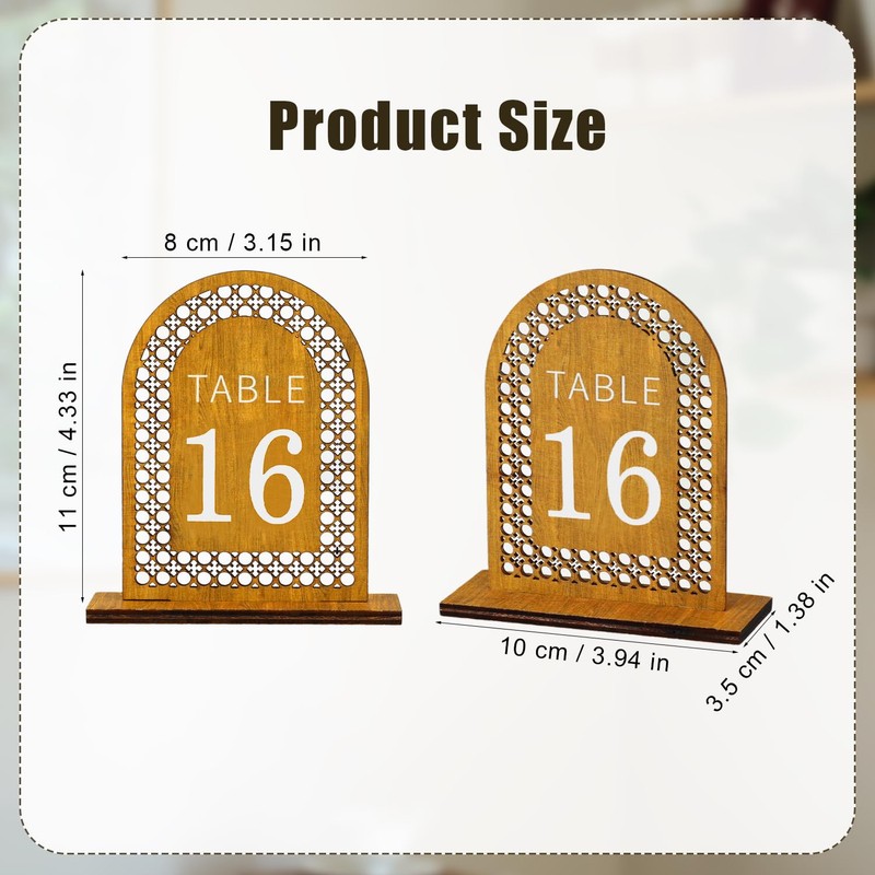 20pcs Wooden Table Numbers, Rattan Arch Table Numbers 1-20 Wedding Reception Table