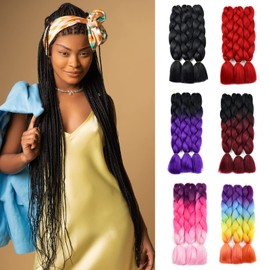 PARXITN Jumbo Braids Extensions Kanekalon Braiding Hair for Synthetic Hair Braiding Crochet Twist Box Braids Hair 60 cm Pack of 3 Black Braiding Hair Extensions