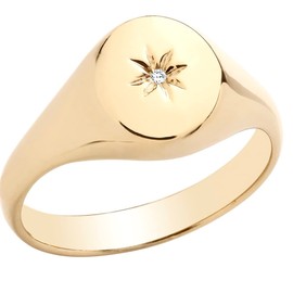 Old English Jewellers 9ct Yellow Gold on Silver Diamond Signet Ring Mens Ladies size M - Z (U)