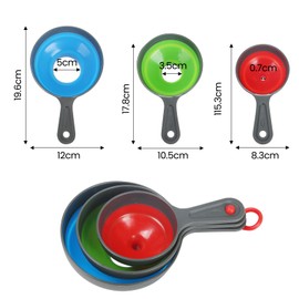 VirtuGro 3PCS Trichter Küche Trichter Groß und Klein Trichter Set Einfülltrichter Marmeladentrichter Funnel Bier Trichter Silikontrichter für Küche Öl Flüssigkeiten Pulver Rot Blau Grün S/M/L