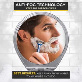 HONEYBULL Shower Mirror Fogless for Shaving - with Suction, Razor Holder for Shower & Swivel, Small Mirror, Shower Accessories, Bathroom Mirror, Bathroom Accessories, Holds Razors (Chrome)