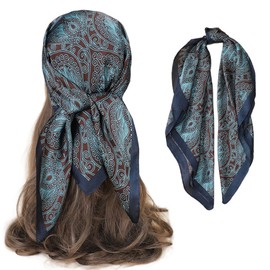 FAIRYGATE Women's Silk Feel Scarf Neckerchief Women Silk Scarf Bandanas Handkerchief Root Wrist, 26009, 27.5x27.5 Inch