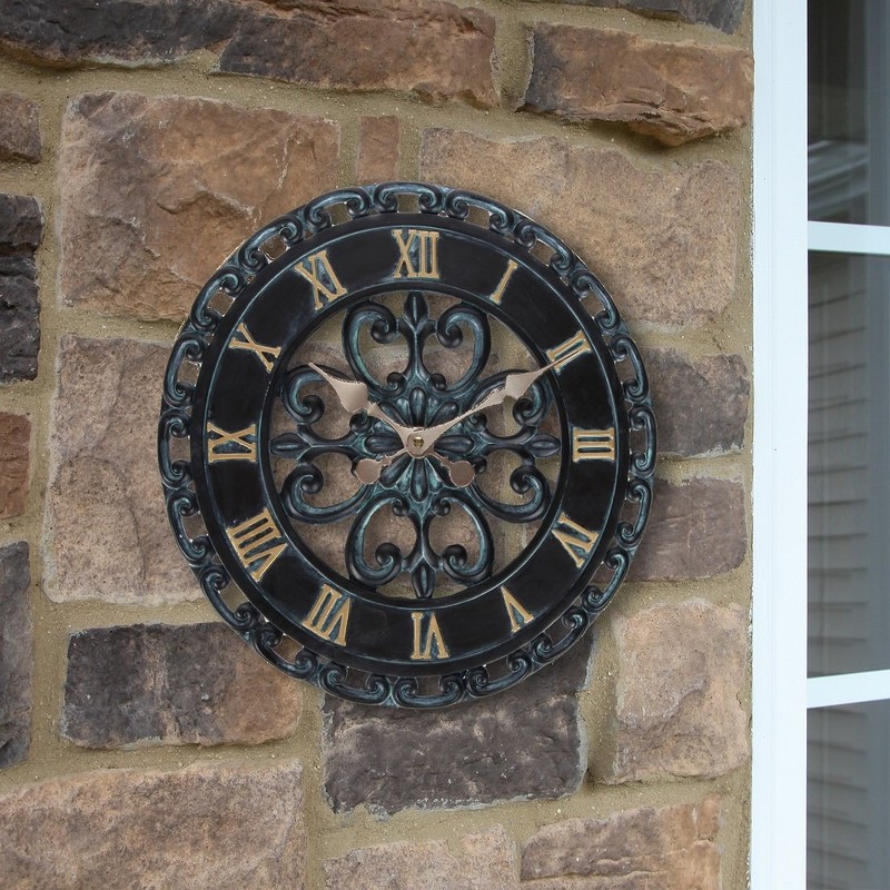 Lily's Home Hanging Verdigris Wall Dial Thermometer, Ideal for Indoor