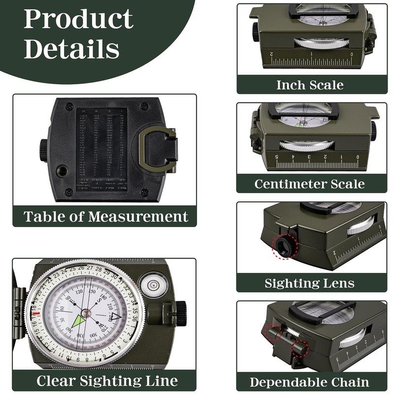 Compasses，Hiking Compass for Survival with ，Waterproof Durable and Pocket-SizedTactical Survival