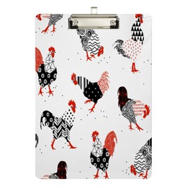 YETTASBIN Rooster Clipboard, A4 Letter Size Acrylic Clipboards with Hanging Hole & Metal Clip for Nurse Office Worker Student, 12.5 x 9 Inch(Silver)