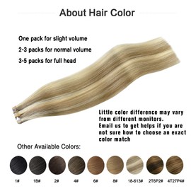 Aison Tape in Brazilian Human Hair Extensions Remy Human Hair Glue in Hair Extensions Balayage Seamless Silky Straight Skin Weft 100% Natural Hair(16Inch #18P613 Light Ash Blonde 20pcs 30g)