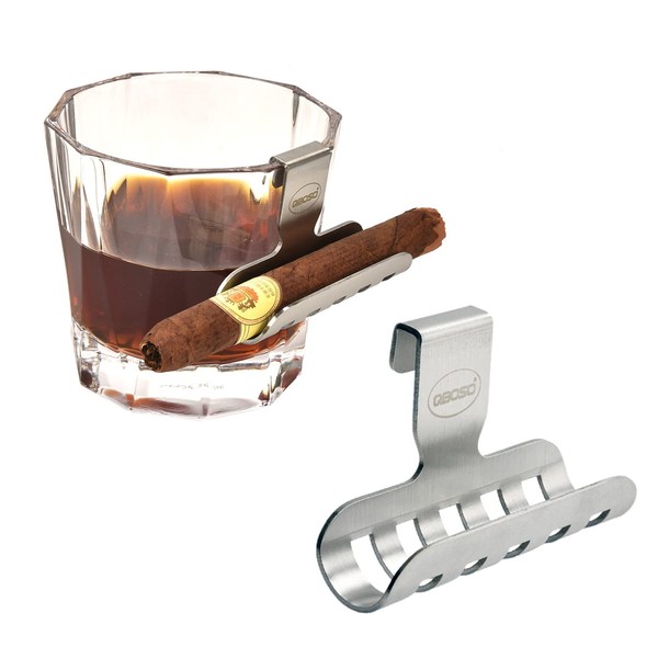 MOYODOR Whisky Glass Cigar Holder QBOSO Portable Cigar Holder With Hollow-carved Design, Whisky Glass-Mate on the Bar Countertop,Make Your Drinking and Smoking more Enjoyable 2PC