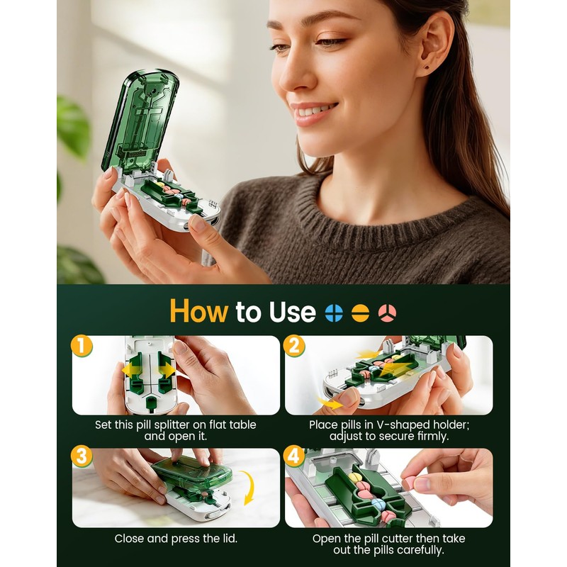 Professional Pill Cutter for Small Pills and Large Pills-Safely Cuts