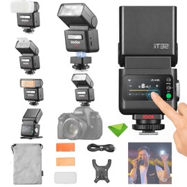 Godox IT32 TTL Flash+X5C for Canon Cameras, Tochscreen Speedlight, 2.4G Wireless, HSS, GN18, Recycle Time 1.5s, Magnetic Interface, LED Modeling Lamp, on/Off Camera Flash for Wedding, Portrait