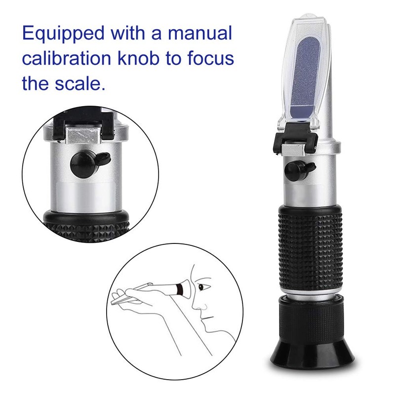 ATC Antifreeze Refractometer, with Manual Calibration Button, Glycol Antifreeze Refractometer,