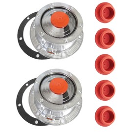 2 Pack of TORQUE Hubcap 3434009 Aluminum Hub Cap with 5 Extra Red Rubber Plug for Trailer Axle (Replaces Stemco 343-4009, 3434009, SKF 1643, 1743, 1843) (TR3434009, TR3595990)