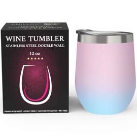 CHILLOUT LIFE 12 oz Stainless Steel Tumbler with Lid - Wine Tumbler Double Wall Vacuum Insulated Travel Tumbler Cup for Coffee, Wine, Cocktails, Ice Cream - Matte Powder Coat (1 Unit)